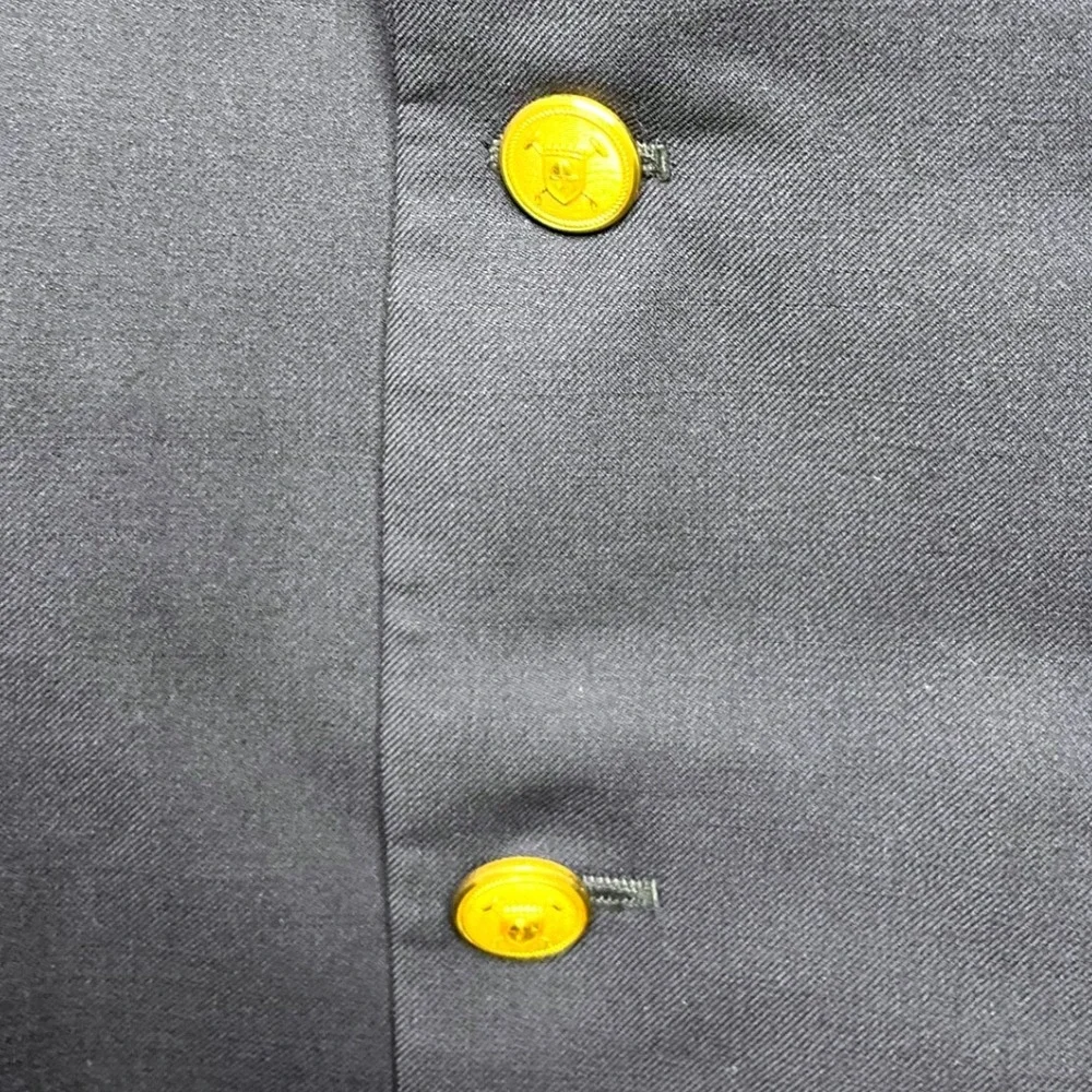 Lauren Ralph Lauren Mens Navy Blue Wool‎ Blazer Gold Crest Button Sport Coat 40R